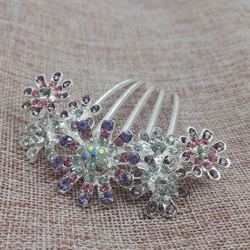 Alloy rhinestone hair accessories seven flower hair comb sunflower hairpin fashion bridal updo hair accessories wholesale