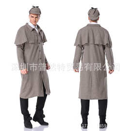 新款万圣节服装夏洛克.福尔摩斯成人男士 角色扮演舞台派对演出服
