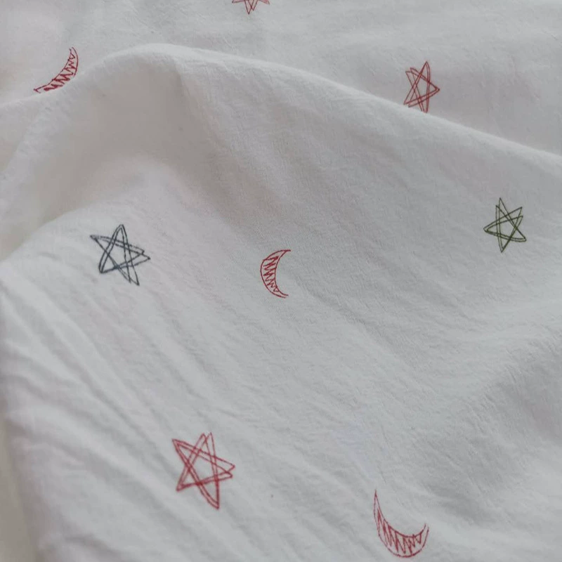 Хлопковая имитация льна морщинистая ткань с набивным рисунком модная одежда Tang детская одежда домашний текстиль производители багажной ткани прямые поставки