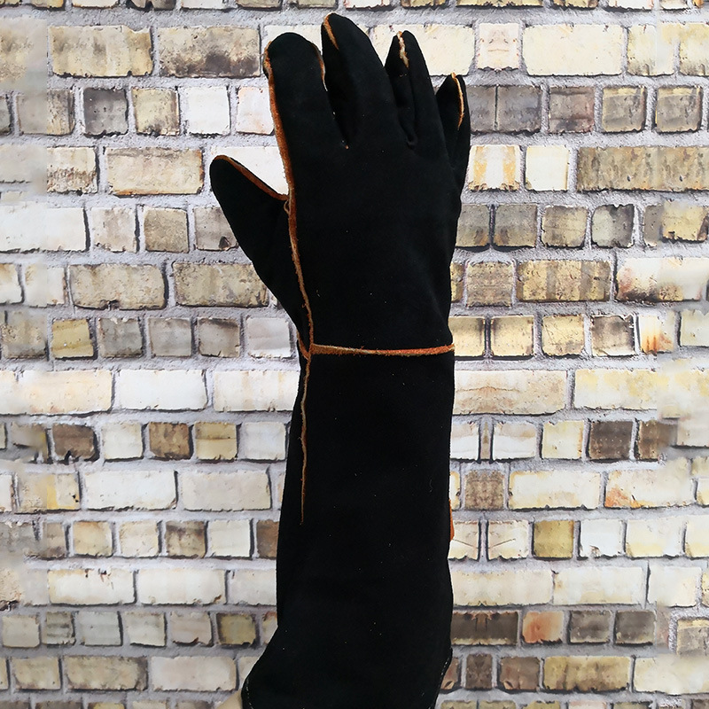 18寸牛二层芯皮手套 牛皮防抓咬宠物手套 电焊手套 户外烧烤手套
