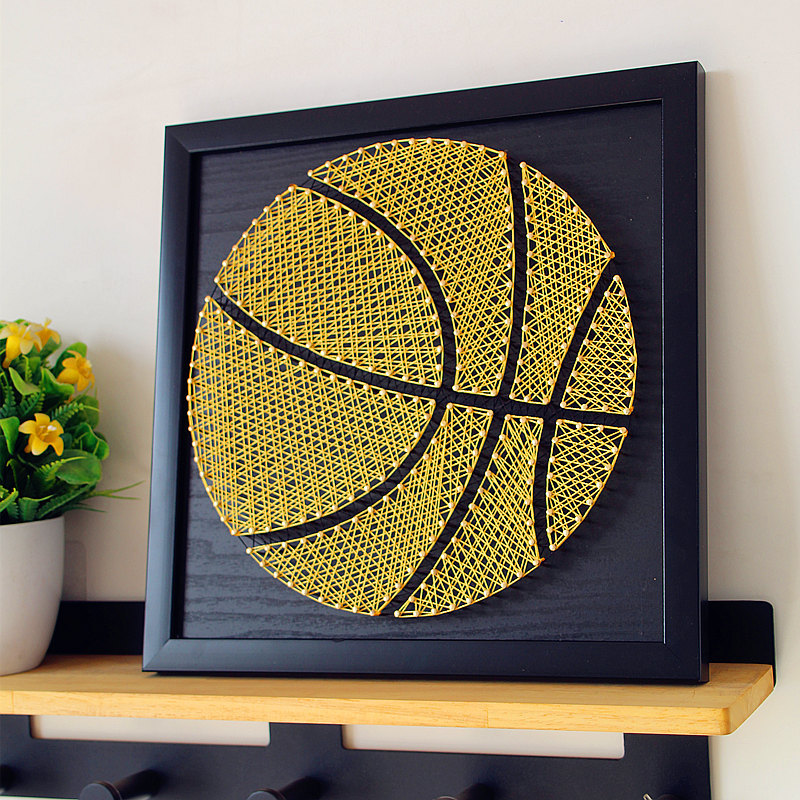 足球篮球 钉子绕线画 diy材料包或成品 学生手工课装饰画 缠绕画|ms