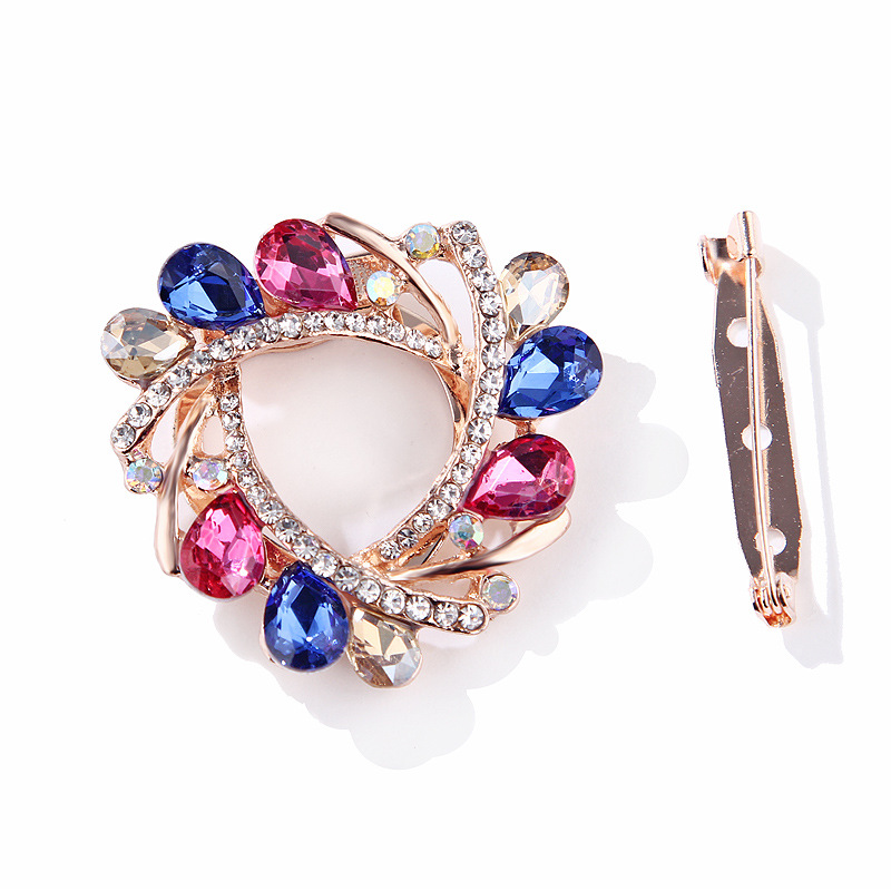 Korean fashion bunte kristall glas blume rose gold brosche schal schnalle dual zweck alle spiel kleidung zubehör_voghion.com
