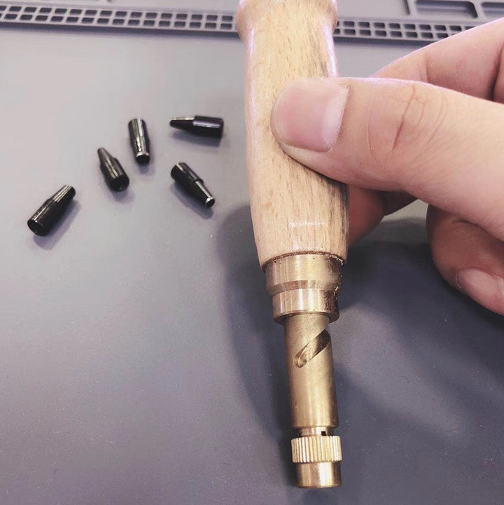 修表工具 木柄旋转皮带打孔器 皮带打孔钳 手表皮带打孔工具