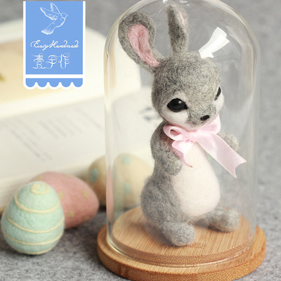 One hand Easter rabbit Eggs combination Wool Felt Poke fun manual DIY Material package animal Decoration