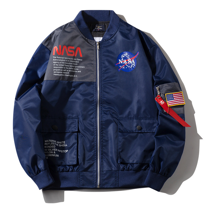 nasa联名男士工装夹克秋季外贸外套情侣女大码宽松空军飞行jacket|ms