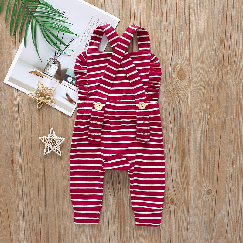 Striped Suspenders One-piece Sleeveless Romper display picture 9