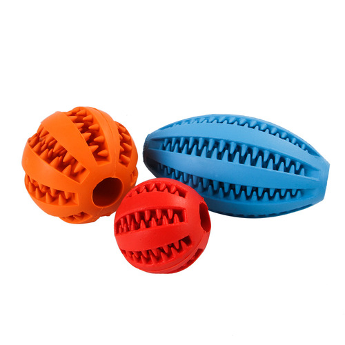 Amazon pet food leakage ball toy elastic natural rubber dog molar teeth cleaner food leakage chewing toy