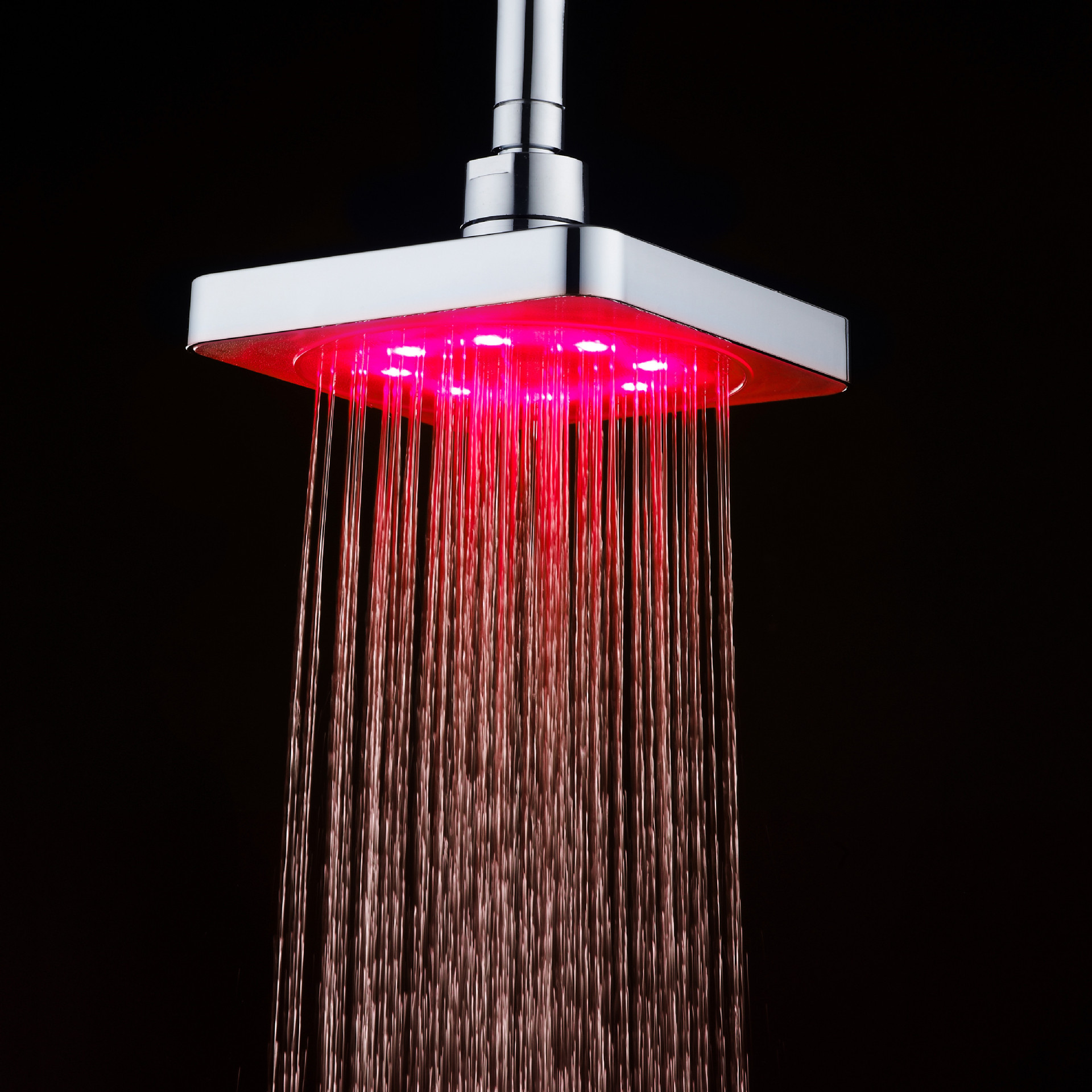 The manufacturer supplies 6-inch ceiling shower heads with LED temperature control and seven-color self-changing bathroom shower heads with square ceiling spray undefined