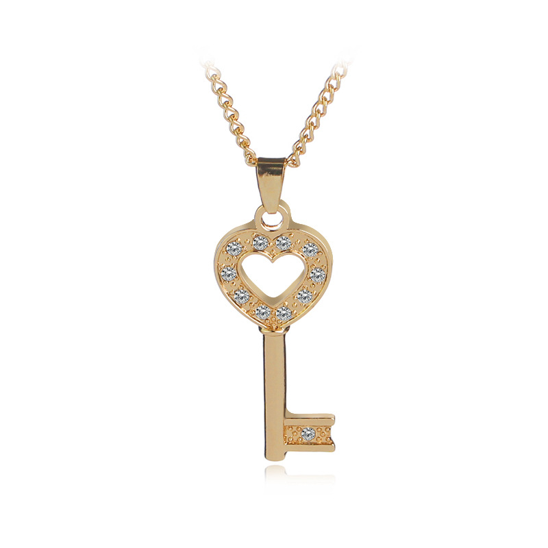 New Fashion Necklace Heart-shaped Key Love Diamond Pendant Necklace Wholesale display picture 9