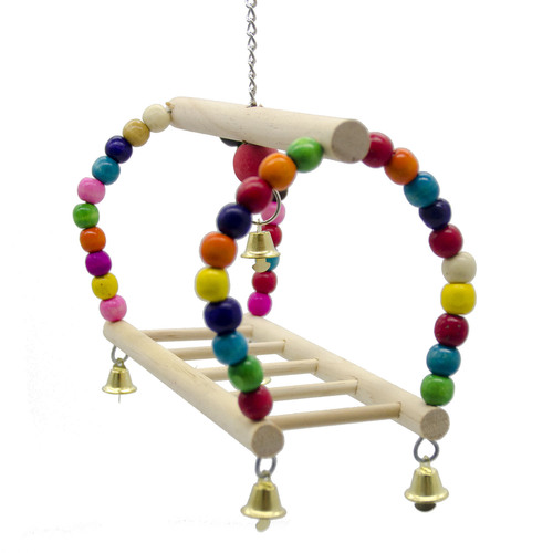 Parrot toy bird toy colored wood beads suspension bridge suspension ladder swing swing chain swing