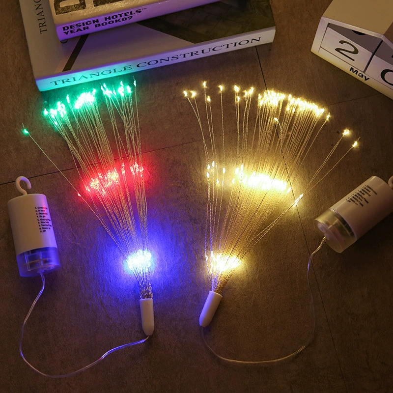 Световая гирлянда из медной проволоки LED, питание от солнца или батарей, водонепроницаемая, пульт ДУ, 120–200 ламп