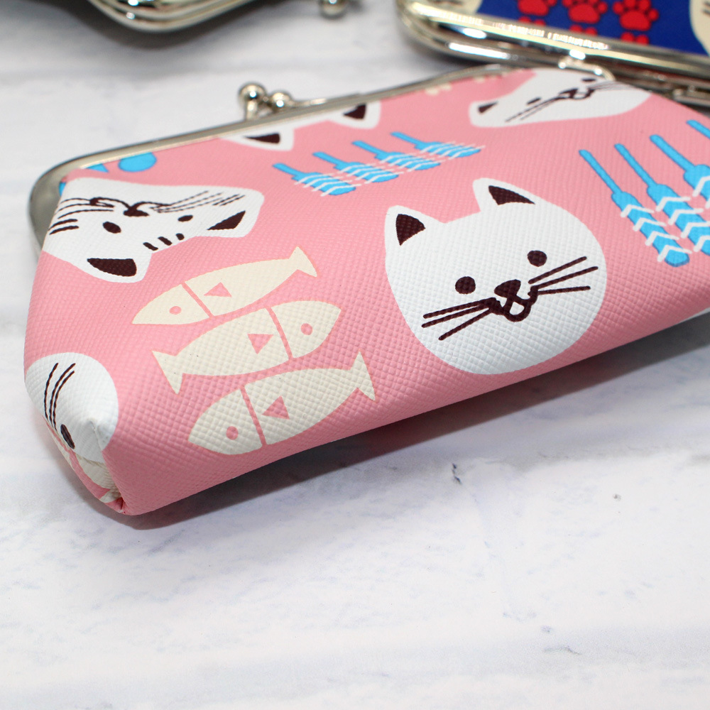 Cute Style Women's Cat Pu Leather Lock Clasp Coin Purses