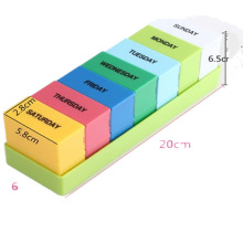 新品家居长方形塑料彩色药盒提醒一周28格药盒抽屉收纳药盒