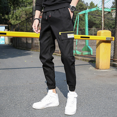 2019 new pattern Men's Casual pants Korean Edition Trend Ninth pants Teenagers fashion Ankle banded pants pure cotton Pencil Pants