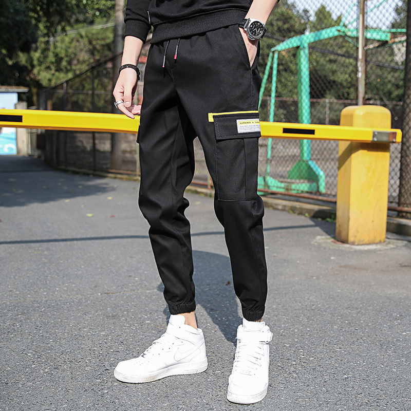 2019 new pattern Men's Casual pants Korean Edition Trend Ninth pants Teenagers fashion Ankle banded pants pure cotton Pencil Pants