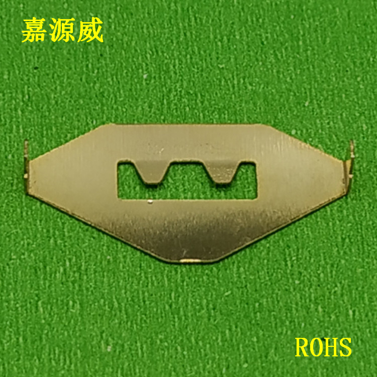 供应CR2016磷铜镀金正极弹片 插件式电池夹 2016电池扣 可镀镍