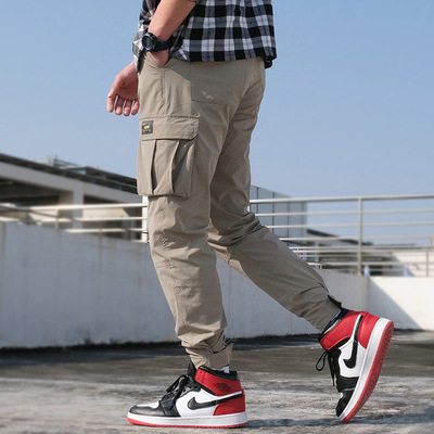 Denon wins ins Chaopai Overalls Men's Multiple pockets Easy Casual pants Korean Edition Hip hop Trend Versatile trousers