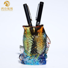 琉璃鱼笔筒摆件办公室工艺品公司企业商务活动礼品送老师好物