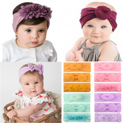 New soft nylon hair accessories donut/bow/chiffon flower children's accessories three-piece headband set