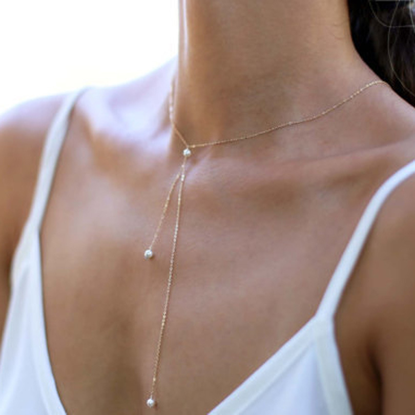 Модное ожерелье из жемчуга с кисточками, европейский стиль, простой и элегантный дизайн