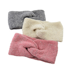 Eurasian knit double bead cross hair tie sport yarn hair tie ear warmth headband handmade hair accessory