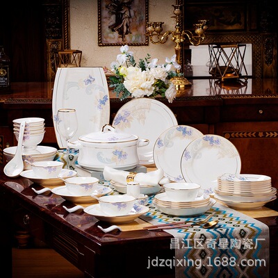 Jingdezhen Bone suit tableware business affairs gift household high-grade ceramics Dishes a complete set gift customized Gift box