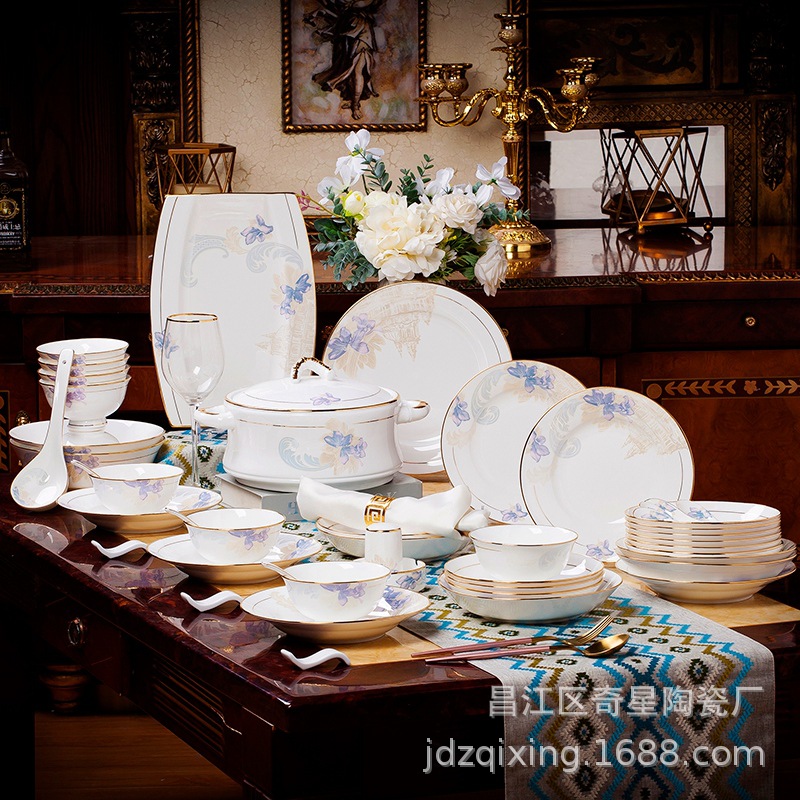Jingdezhen Bone suit tableware business affairs gift household high-grade ceramics Dishes a complete set gift customized Gift box