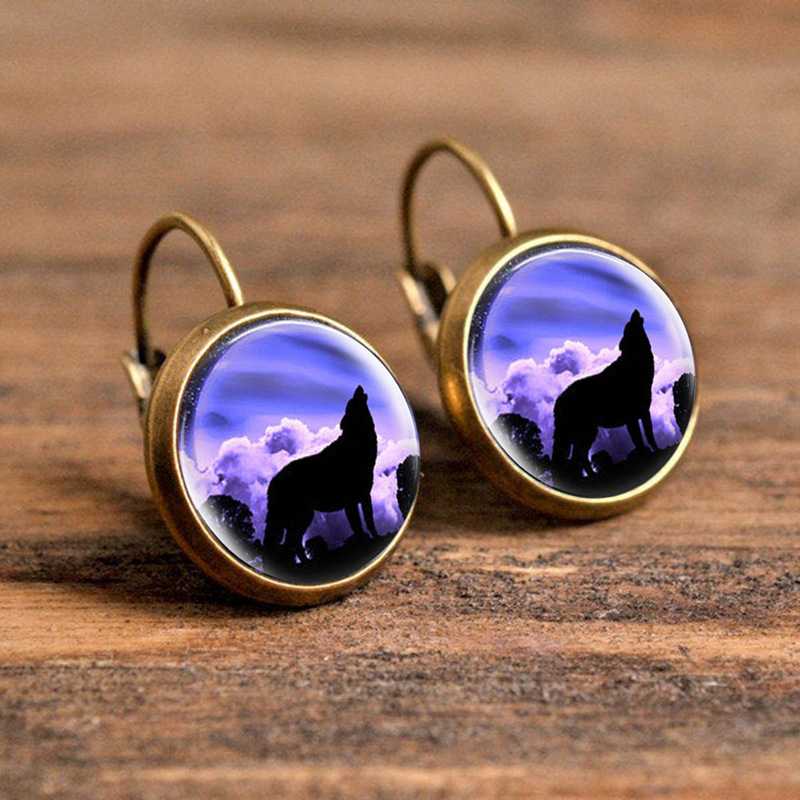 1 Pair Casual Simple Style Animal Round Plating Inlay Alloy Glass Earrings display picture 2