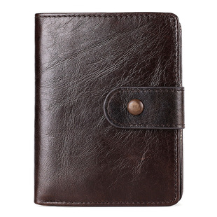Amazon Hot Selling New Genuine Leather Men's Wallet Oil Wax Plain Cowhide RFID AliExpress Cross-border Supply Wallet