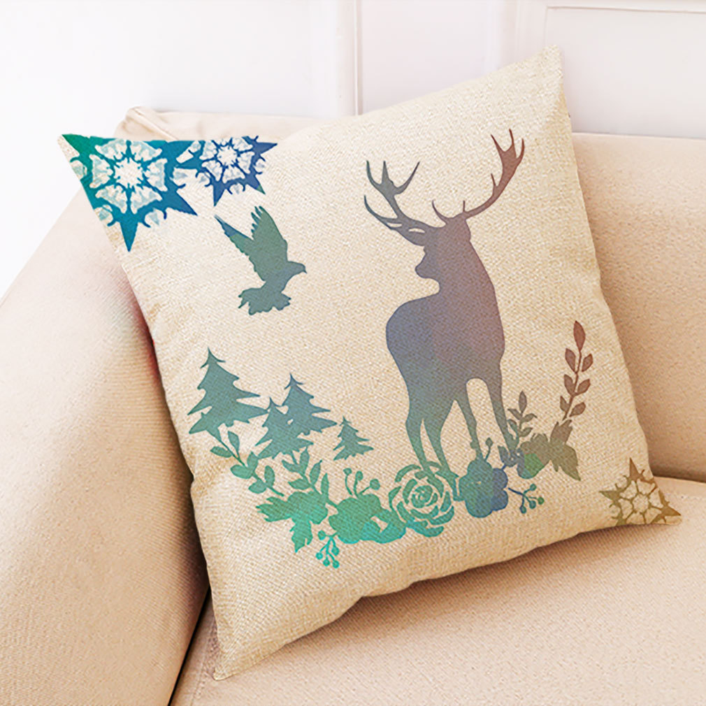 亚马逊 eBay wish 麋鹿创意圣诞棉麻抱枕套 汽车靠垫 午睡抱枕