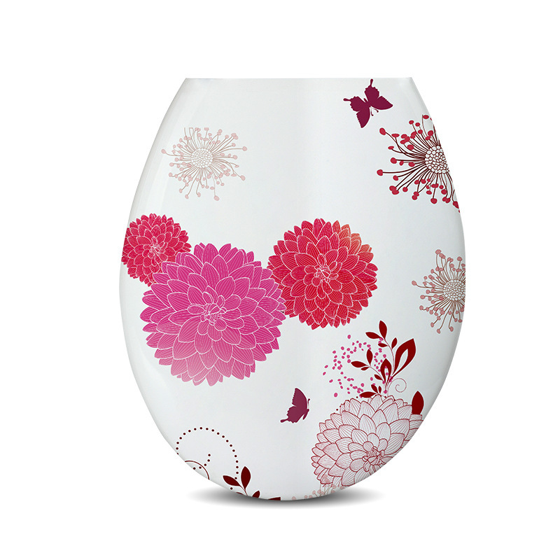 Cubierta de inodoro engrosada impresa cubierta de asiento de inodoro accesorios de plástico PP estilo europeo ordinario en forma de U 18 pulgadas cubierta de inodoro