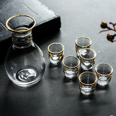 日式玻璃酒具套装 创意高档玻璃酒具7件套白酒酒具清酒杯