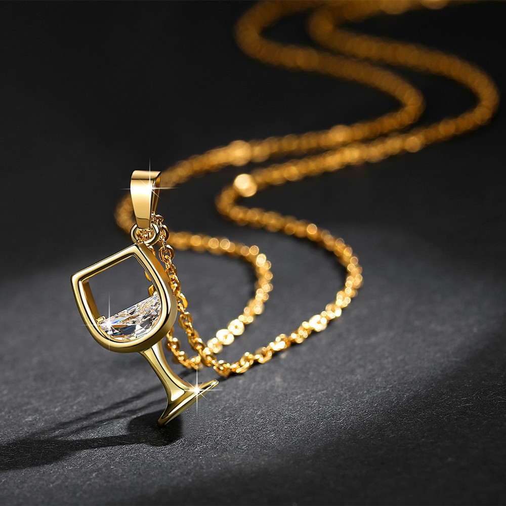 1 Piece Quantity Streetwear Wine Glass Copper Plating Pendant Necklace