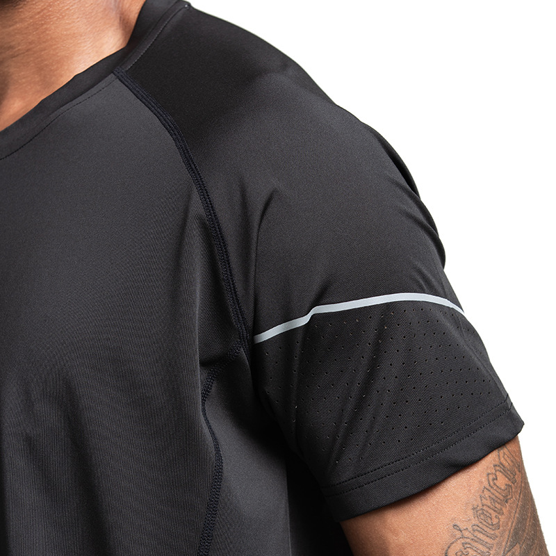 夏季速干衣男 户外弹力透气反光速干T恤 短袖健身登山快干衣新款