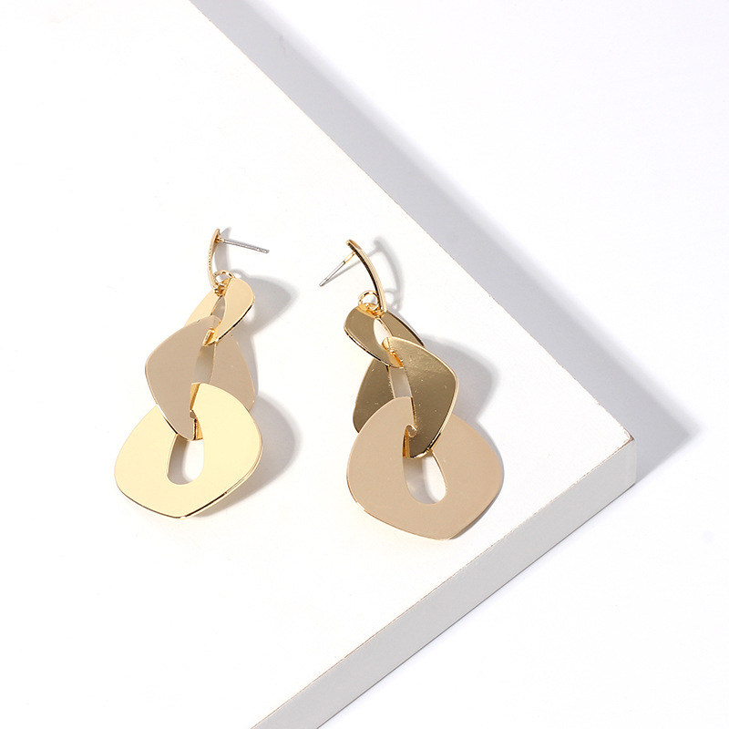 Fashion Style Fashion Exaggerated Multi-layer Geometric Sequin Long Earrings Wholesale