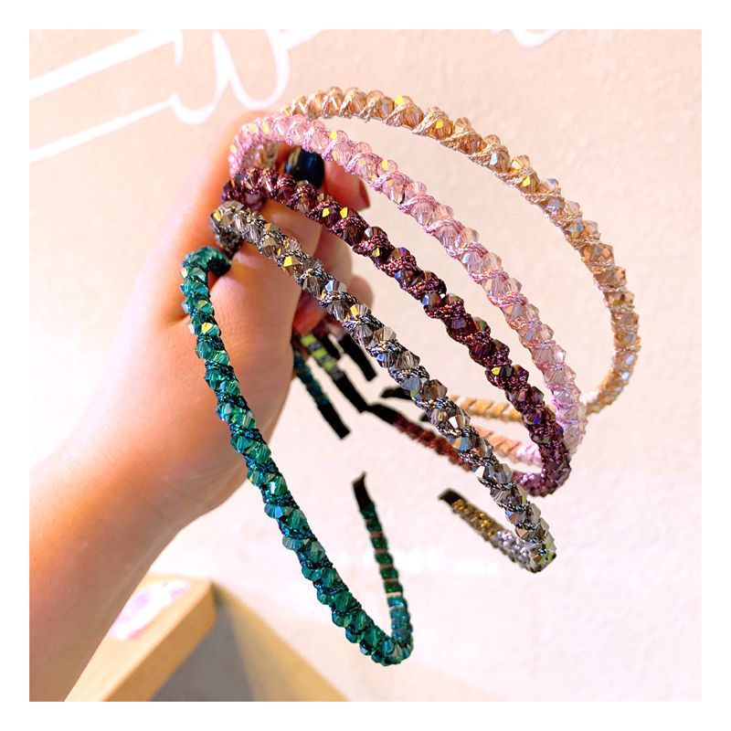 110g Weight Headwear Classification Festival Occasion Geometric Pattern Women'S Gender Retro Style Dark Blue, Pink, Purple, Green, Blue, Black Color Retro Rhinestone Crystal Fashion Headband 16