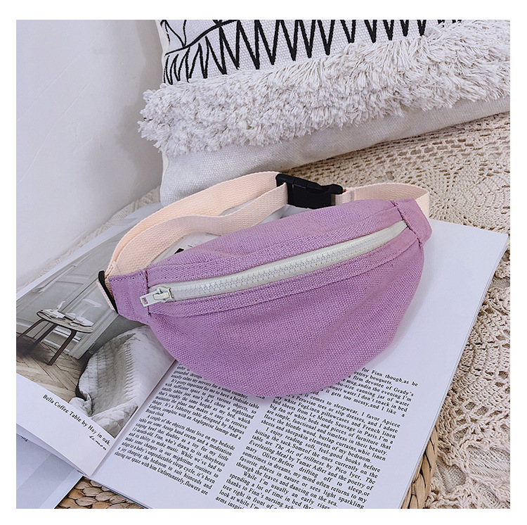 Kid'S Small Canvas Solid Color Basic Square Zipper Fanny Pack display picture 2