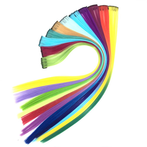 Cross-border Supply Color Gradient Straight Hair Clip-in Wigs High-Temp Silk Invisible Ear Clip Dye One-Piece Hair Extension