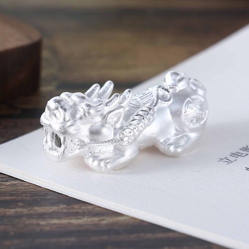 Factory direct sales 3D hard silver fortune and blessing unity sterling silver Pixiu DIY hand-woven rope bracelet