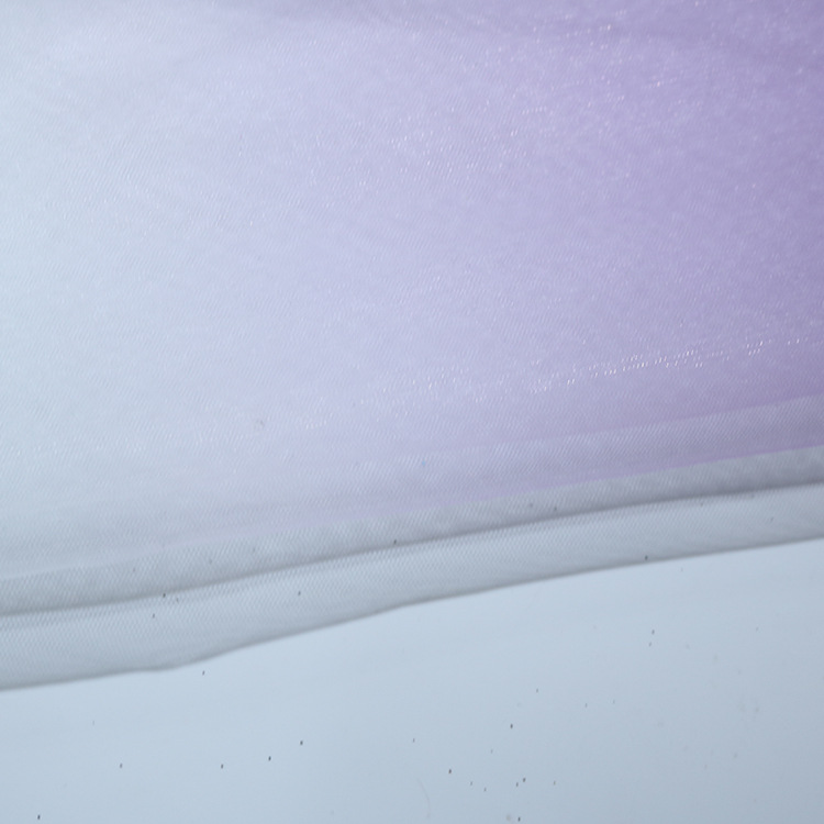 Fabricante de suministro de color púrpura gradiente impresión tela de malla de diamante vestido tela
