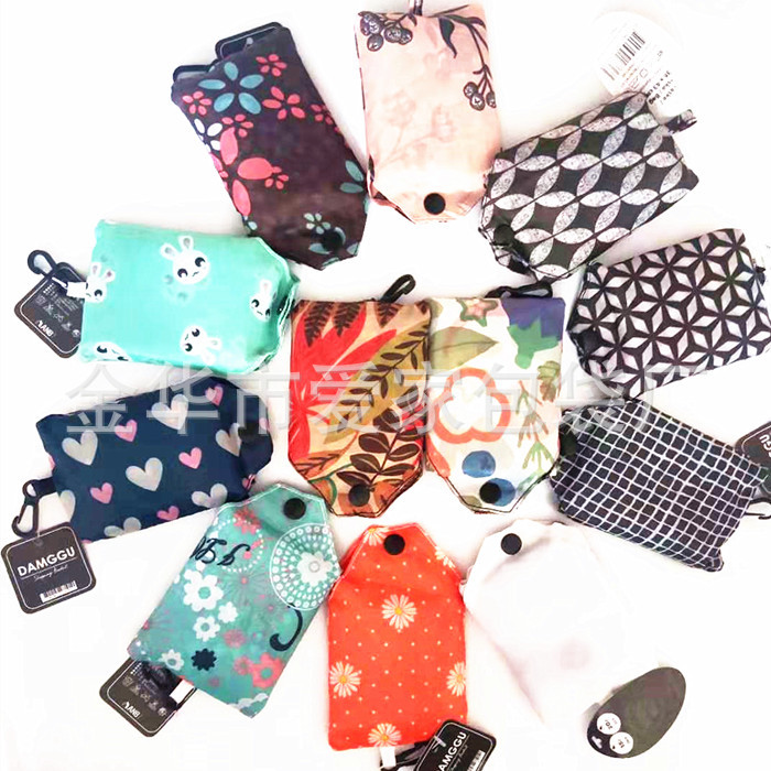 厂家花布手机袋手机折叠购物袋单肩背心手提袋大容量手机袋带挂钩