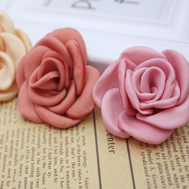 现货5cm13瓣山茶花拷边卷花饰品发圈装饰手工小花胸花小花烧花