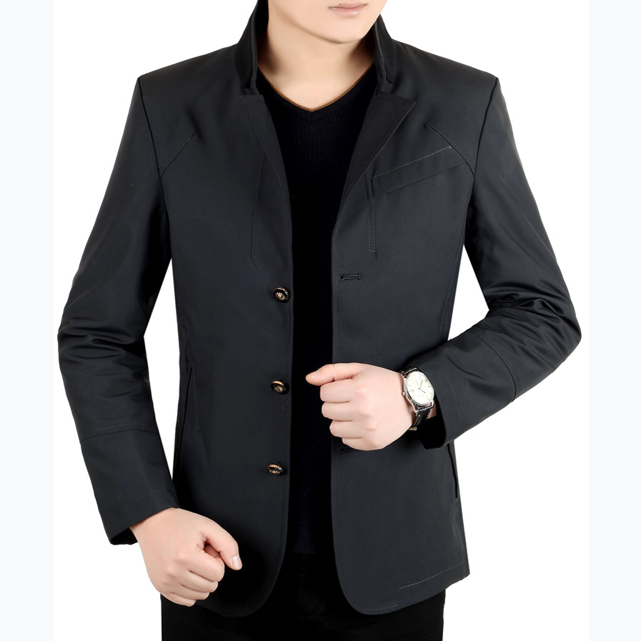 壹件代發中年男士清倉春秋款夾克外套中年男士立領修身寬松爸爸裝