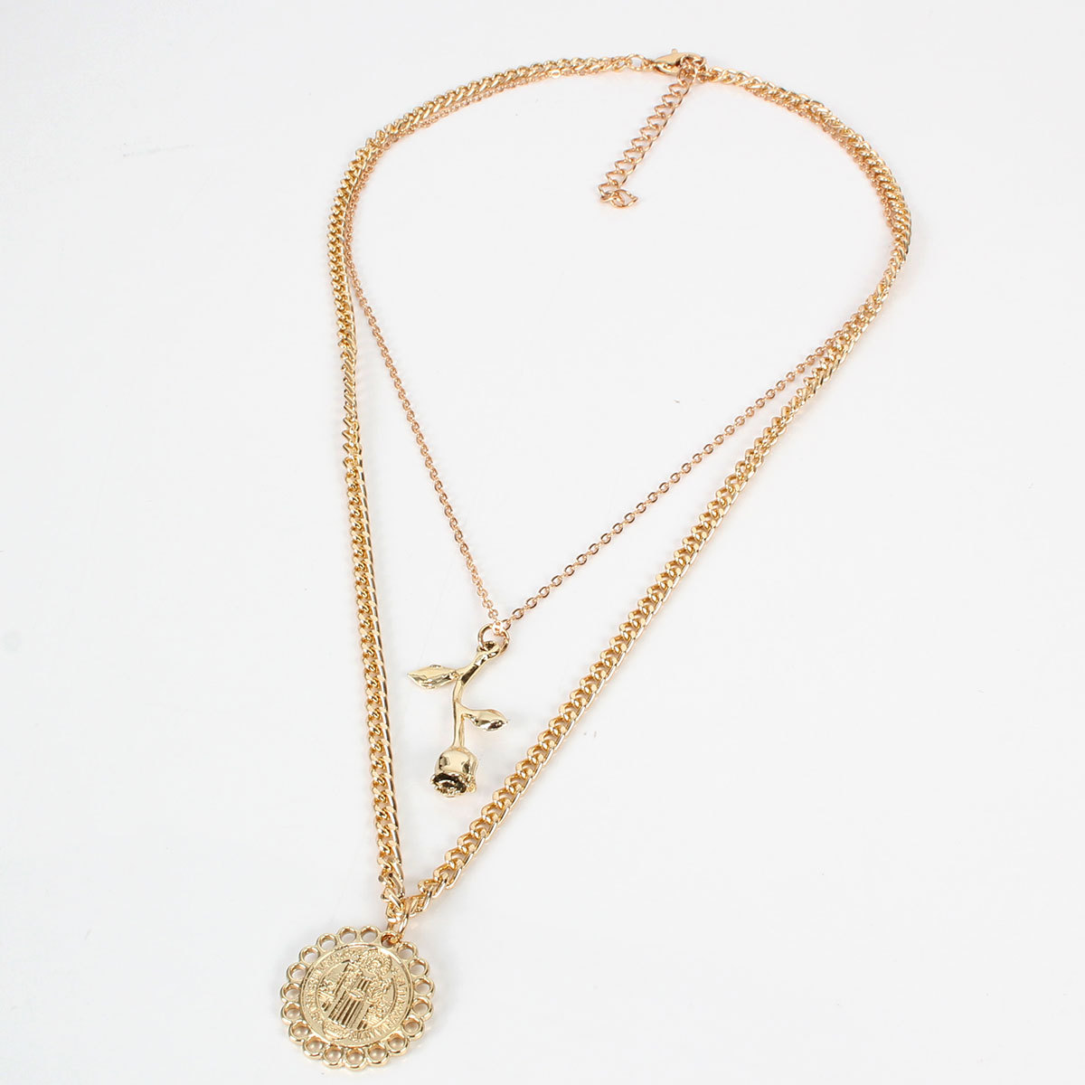 Jewelry Personality Trend Multi-layer Metal Alloy Flower Pendant Necklace Female display picture 3