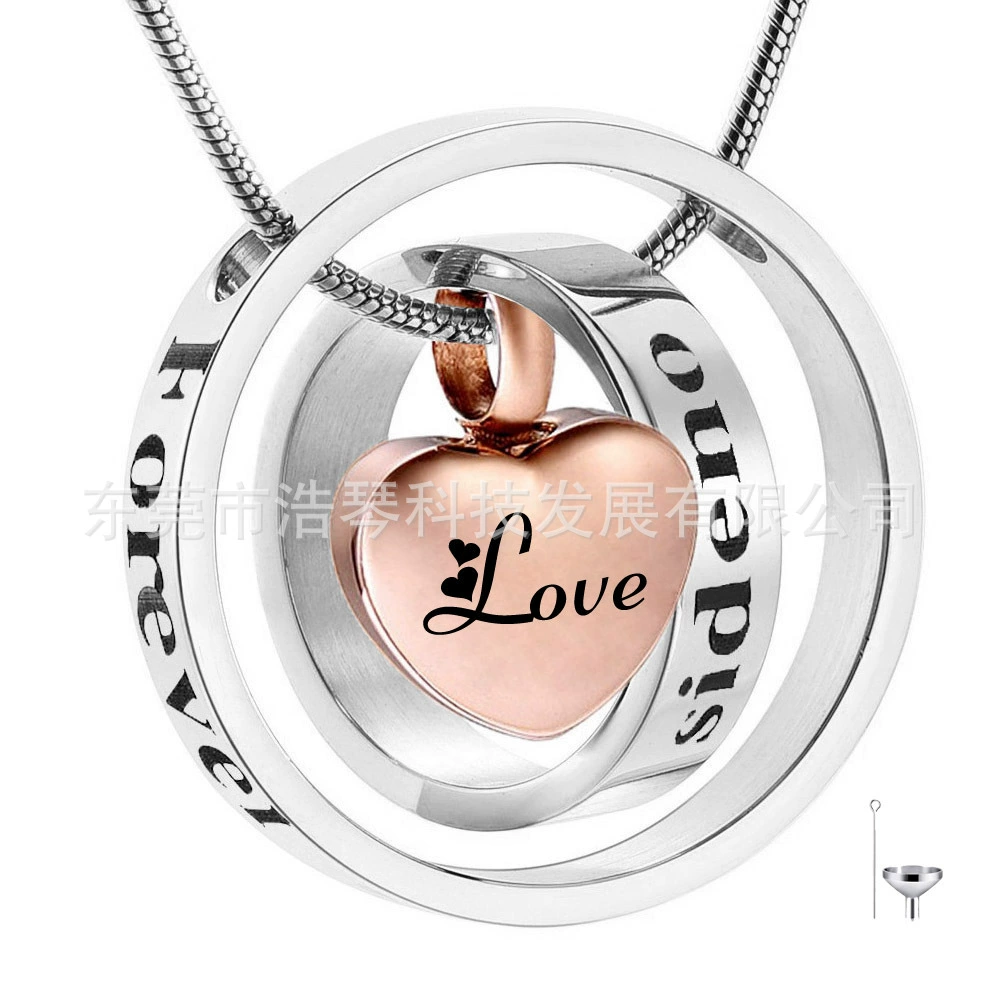 Трансграничные поставки европейских и американских персонализированных флакон духов памятные ПЭТ пепел ожерелье розовое золото сердце шкатулка кулон