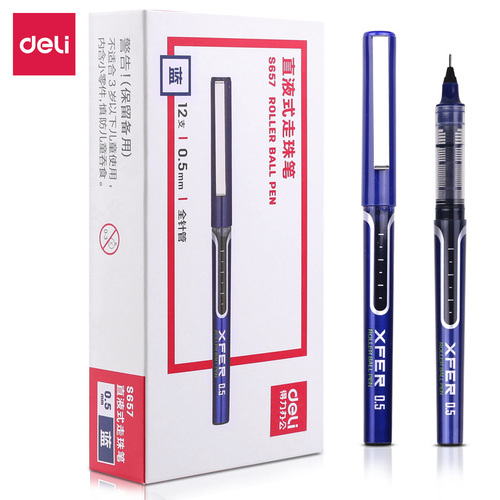 Deli S657 straight liquid ball pen 0.5mm full needle tube gel pen student exam water pen business office pen