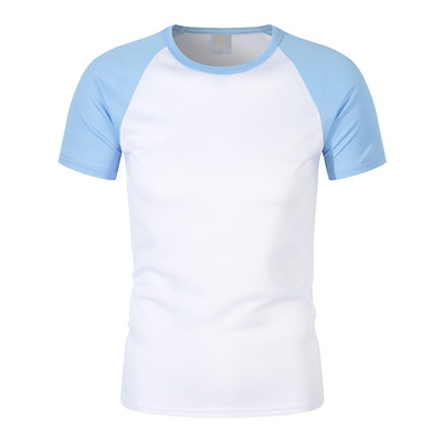 180g速干网眼插肩撞色圆领T恤男女同款夏季休闲体恤支持印LOGO