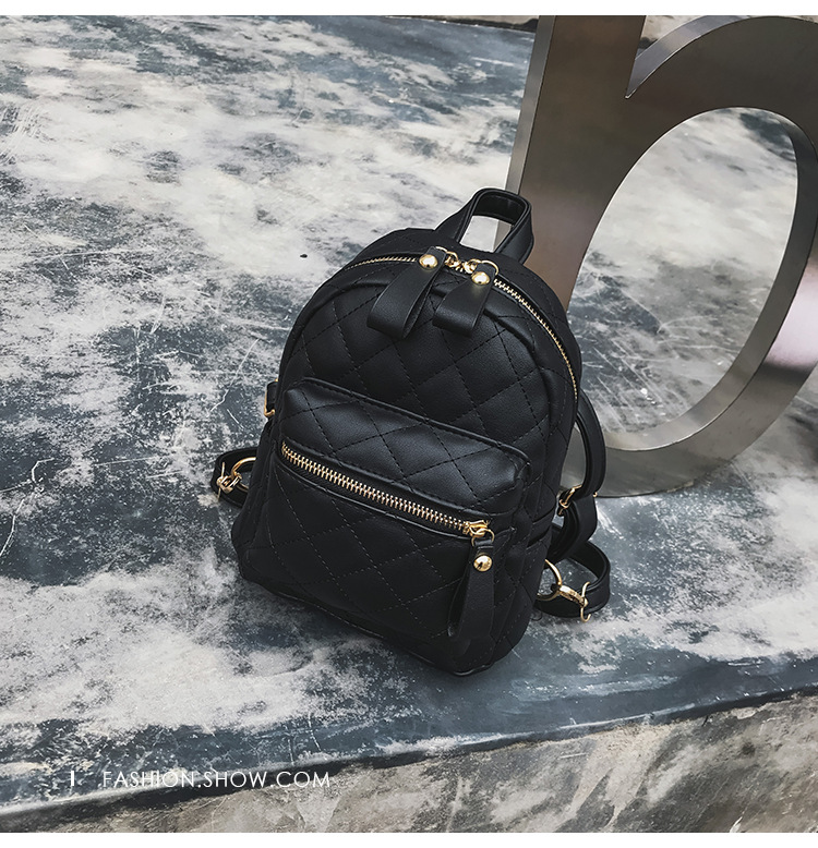 525g Weight Polyester Lining Material Zipper Closure Type Double Shoulder Straps, Top Handle Strap Type Casual, Daily, Shopping Occasion Pu Leather Material Women's Backpack Backpack Solid Color, Lingge Pattern All Seasons Season Women's Gender Classic Style Style Shell Shape Solid Color Lingge Casual Daily Shopping Women's Backpack