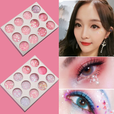 网红亮片眼妆仙女眼角星星贴眼妆亮片少女心爱心lolita妆闪粉脸饰|ms
