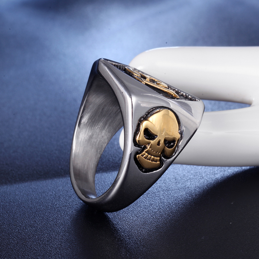 Hip-hop Number Skull Titanium Steel Plating Men's Rings display picture 6